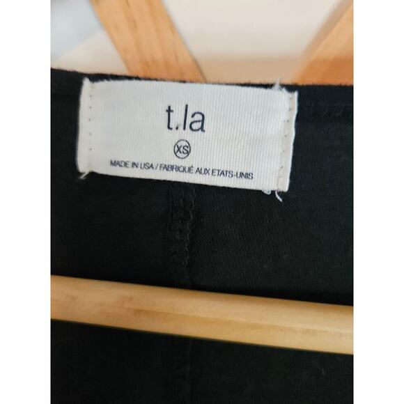 t.La by Anthropologie Henley Jumpsuit XS – Black Cotton Long Sleeve One Piece - Picture 4 of 5